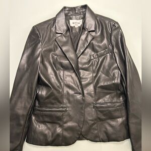 BB Dakota Black Faux Leather Blazer – Size Small